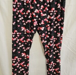 Celebrate Together Black Pink Heart Leggings M